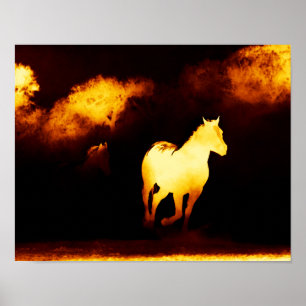 Cavalos pretos e Dourados que funcionam o poster