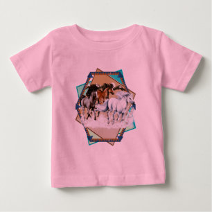 Cavalos quadro no t-shirt da BG da neve