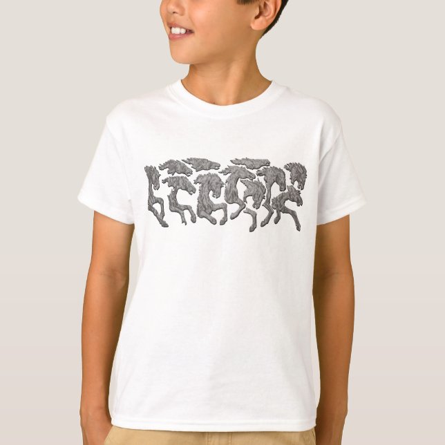 Cavalos Selvagens Camisas de Arte Equina Camisas d (Frente)