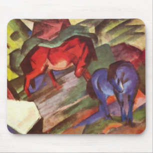 Cavalos vermelhos e azuis Mousepad