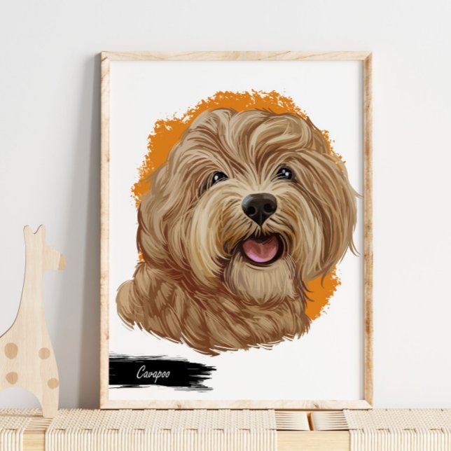 Cavapoo Dog Portrait | Impressão de Retrato Pet Pe (Criador carregado)