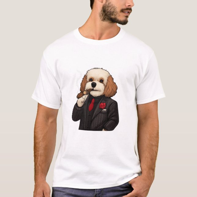 Cavapoo Don – Camiseta de Arte de Cachorro Mafioso (Frente)