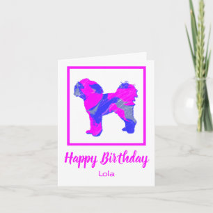 Cavapoo Silhout Cachorro Rosa Engraçado Cartão de 