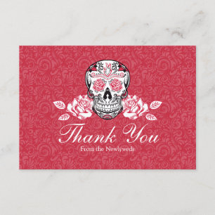 Caveira Açucarada + Rosas Cartão de Agradecimento 
