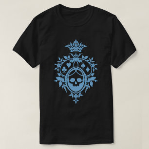Caveira Azul E Traços De Cartão Crest T-Shirt