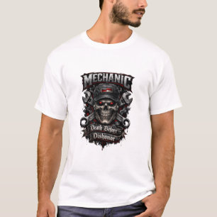 Caveira de Mecânico Camiseta Preta Morte Antes da