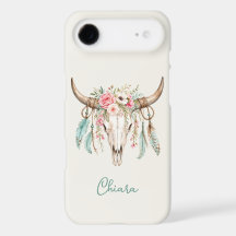 Caveira de Vaca Floral Aquarela Boho
