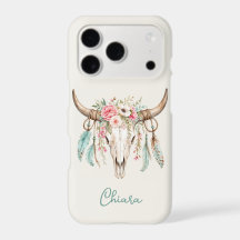 Caveira de Vaca Floral Aquarela Boho