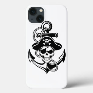 Caveira e Âncora de Pirata Negrito - Design náutic
