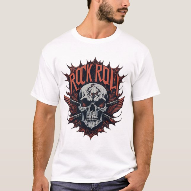 Caveira e Crossbones Rock Anit T-shirts design (Frente)