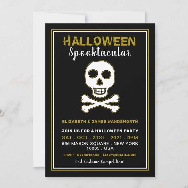 Caveira e Ossos, Dourada Festa de Halloween (Frente)