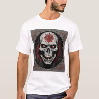 Caveira feroz e Crossbones Rock & Roll T-Shirt De