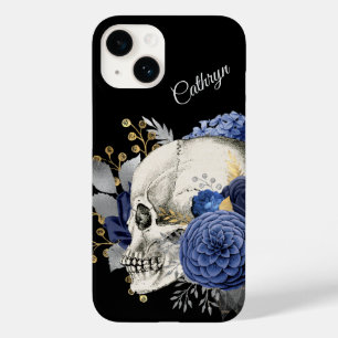 Caveira Floral Azul Personalizada