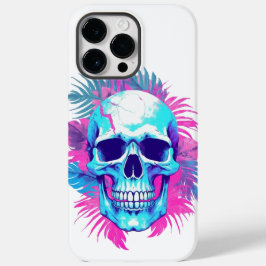 Caveira Floral em Estilo Vaporwave