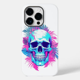 Caveira Floral em Estilo Vaporwave