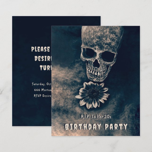 Caveira Gótica Descanso de Girassol Até seu orçame (Frente/Verso)