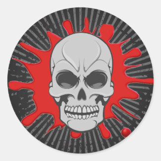 Caveira Irritada e Splat de Sangue: Autocolante Pe