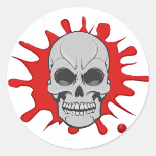 Caveira Irritada e Splat de Sangue: Autocolante Pe