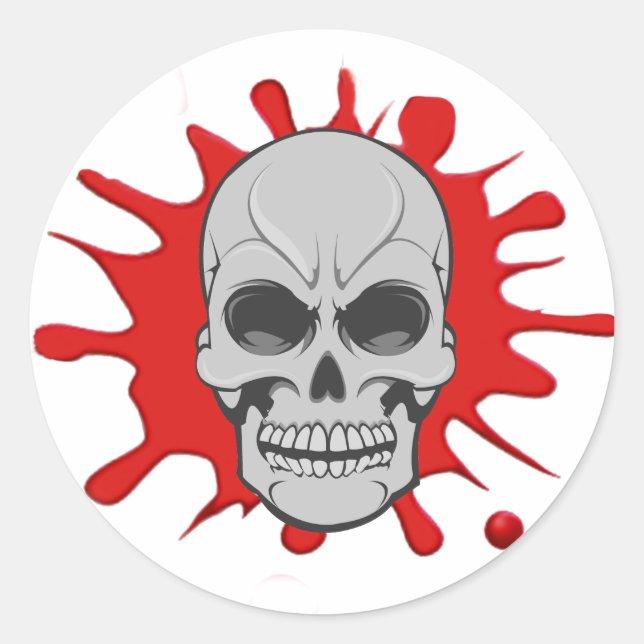 Caveira Irritada e Splat de Sangue: Autocolante Pe (Frente)