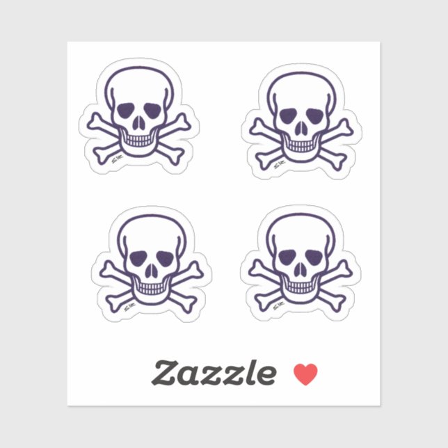 Caveira n Ossos 4 pequenos adesivos de contorno (Folha)