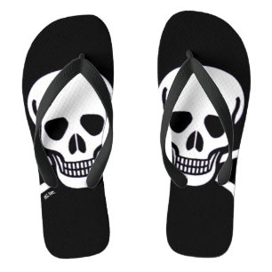 Caveira n Ossos chinelos largas a preto