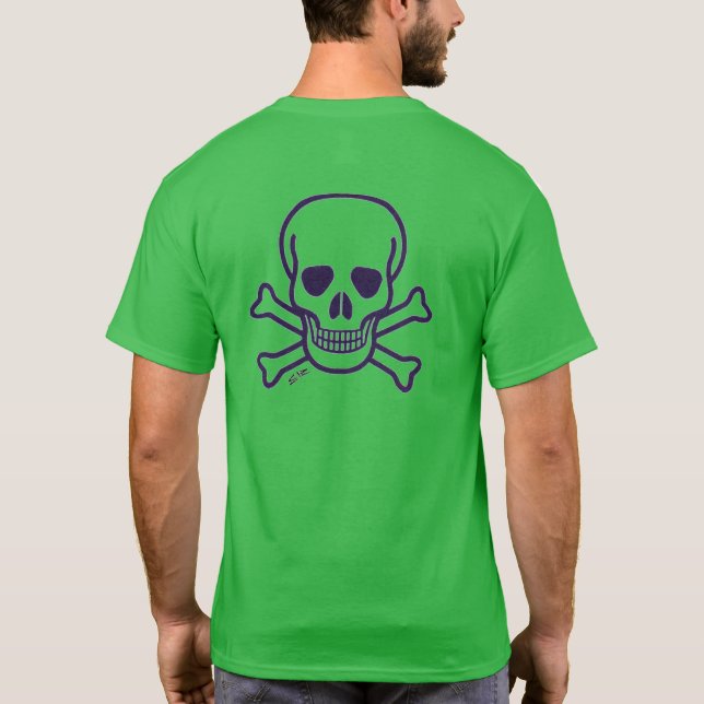 Caveira n Ossos homem verde camiseta clara (Verso)