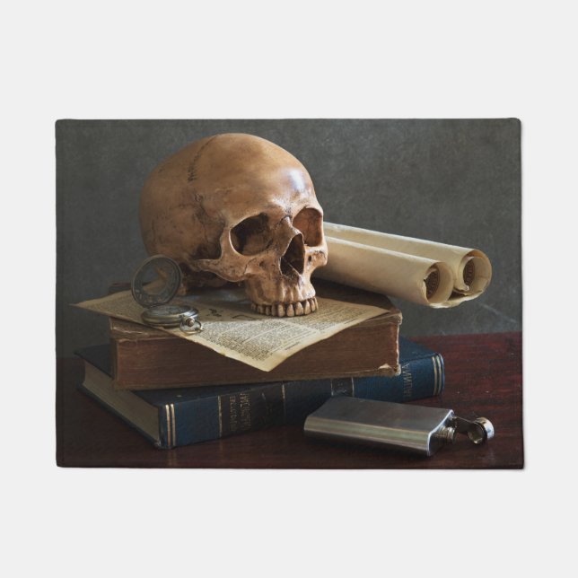Caveira no tapete da porta do livro (Frente)