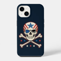 Caveira Patriótica e Ossos Cruzados Bandeira Ameri