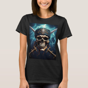 Caveira Pirata com Camisa T de Espadas