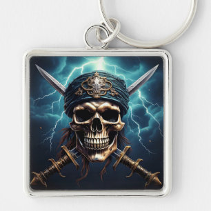 Caveira Pirata com Chaveiro de Espadas