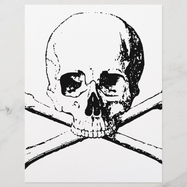 Caveira Preta e Branca e Ossos (Frente)