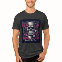 Caveira viciada e Rosas Café T-Shirt Design