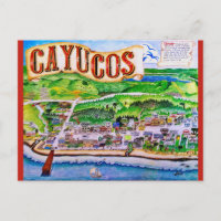Cayucos Mapa da Califórnia Cartão Postal