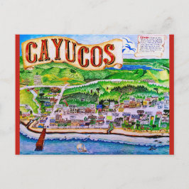 Cayucos Mapa da Califórnia Cartão Postal