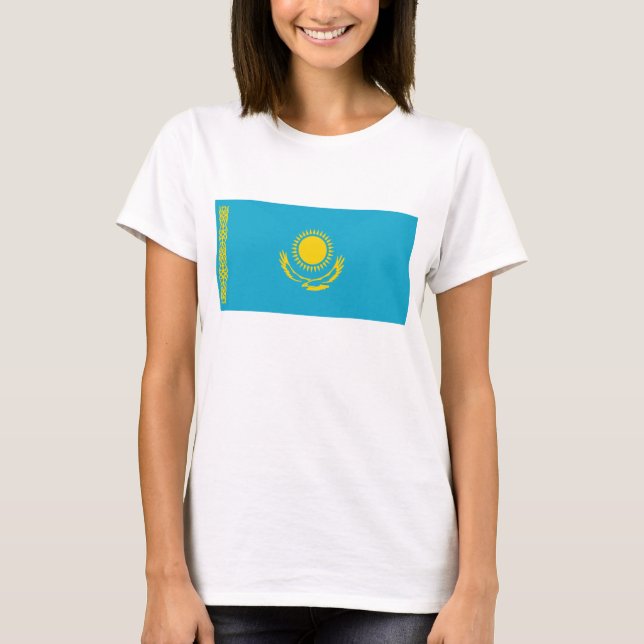 Cazaquistão Flag x Map T-Shirt (Frente)