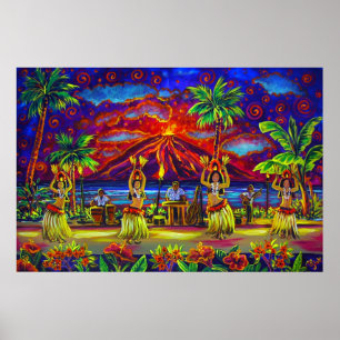 CBjork, poster enorme havaiano de Hula Luau