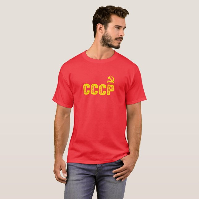 CCCP retro e o t-shirt escuro básico dos homens do (Frente Completa)