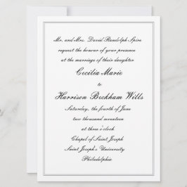 Cecília: Convite Tradicional de Casamento (preto)