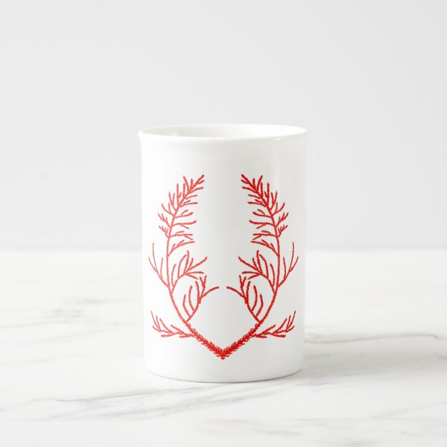 Cedar deixa uma caneca chinesa óssea (Frente)