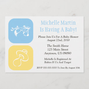 Cegonha/Pacifier do convite do chá de fraldas