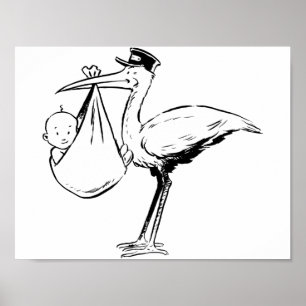 Cegonha que guardara um poster do bebê