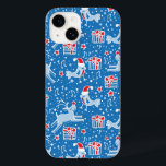 Ceifador de dança de natal e caso de pássaros cant<br><div class="desc">Caso de padrão de natal vermelho e branco azul,  com pássaros bonitinhos cantando e veados rondando presentes na neve por Sarah Trett.</div>