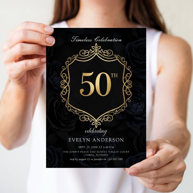 Celebração Atemporal Preto e Dourado Aniversário d (Criador carregado)