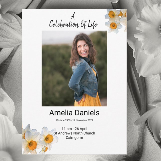 Celebração Branca De Daffodil Do Cartão com fotos  (Criador carregado)