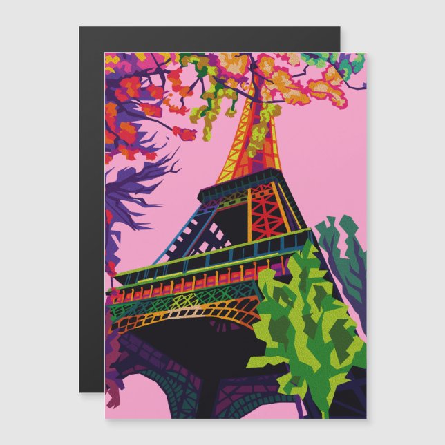 Celebração Colorida da Torre Eiffel (Frente/Verso)