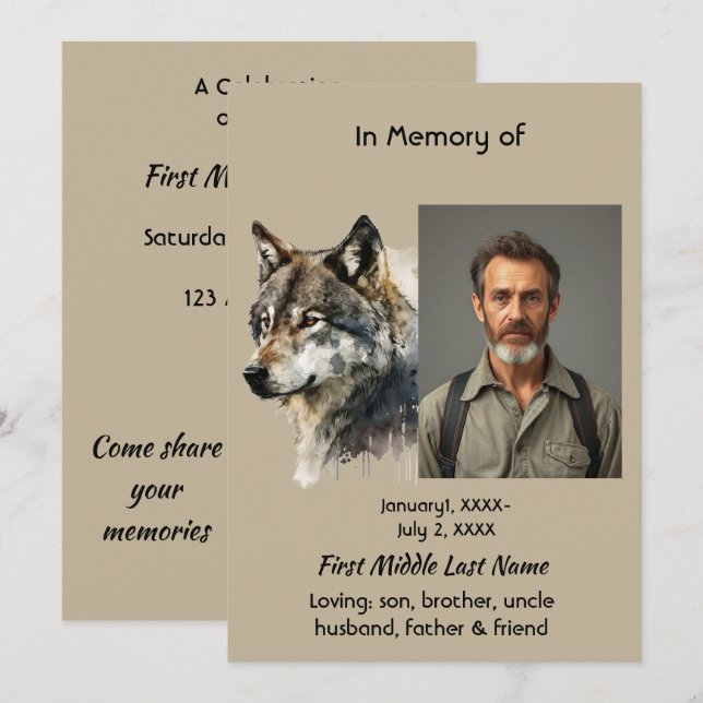 Celebração da Memória de Arte de Lobo Convite (Frente/Verso)