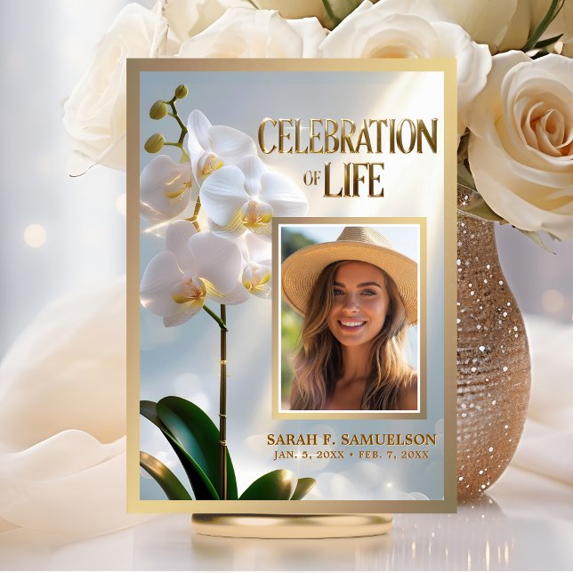 Celebração da Oração de Vida Agradecimento Orquíde (Celebration of Life Prayer Thank You Orchids Card)