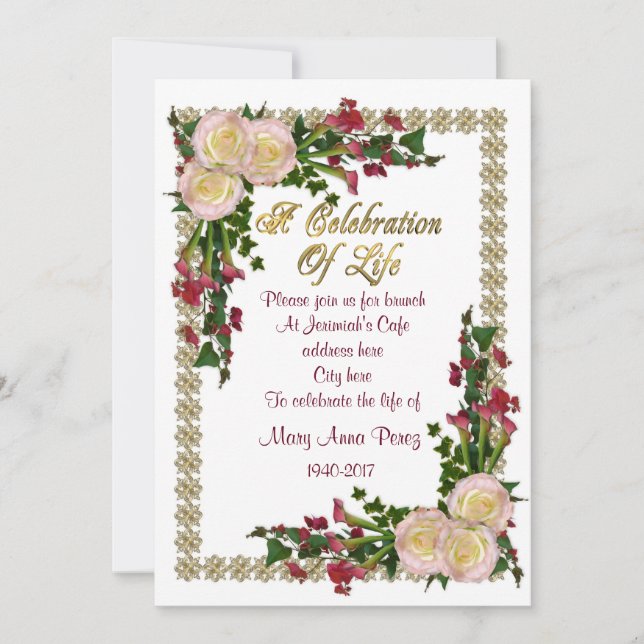 Celebração da vida Convite à apresentação de quadr (Frente)