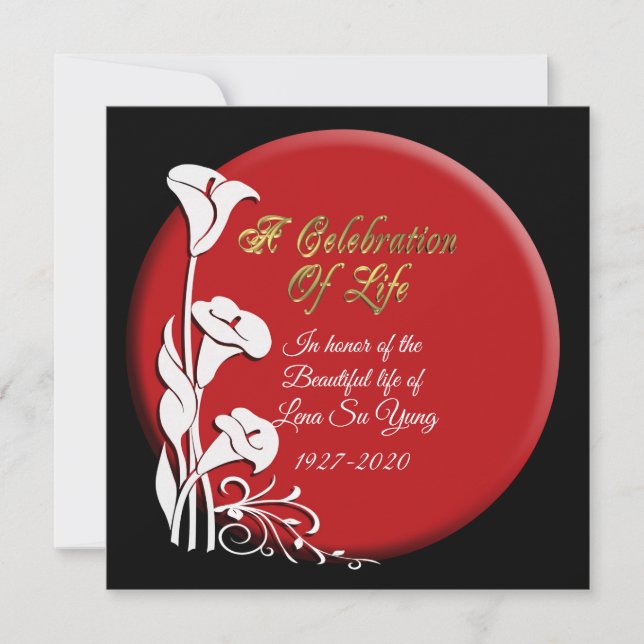 Celebração da vida Convite à Lily Asiática (Frente)