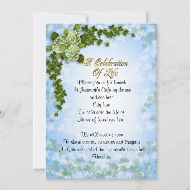 Celebração da vida Convite à viticultura e flores (Frente)